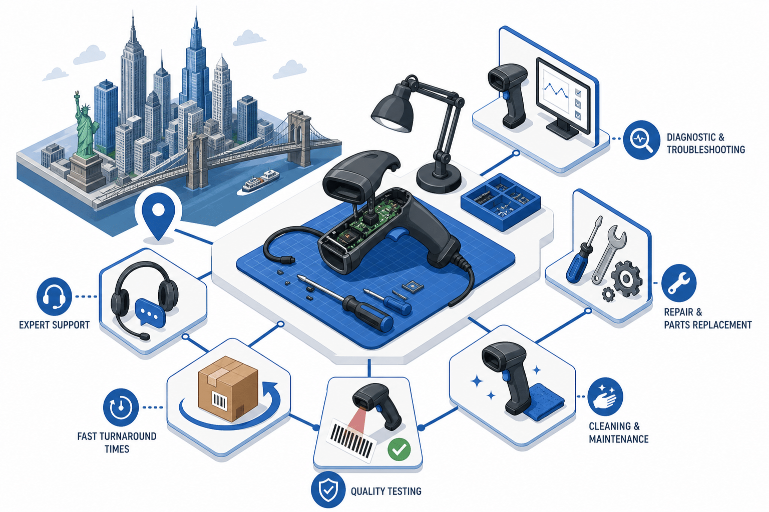 Barcode Scanner Repair and Maintenance Services in New York 1 barcode scanner repair and maintenance services New York data illustration