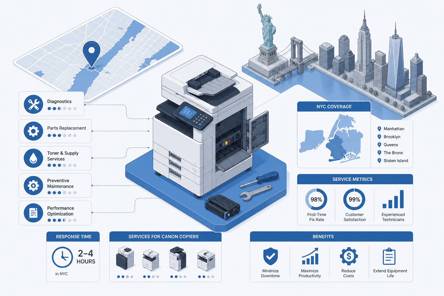 Canon Copier Repair Services NYC: New York Office Equipment Support 1 Canon copier repair services NYC data illustration