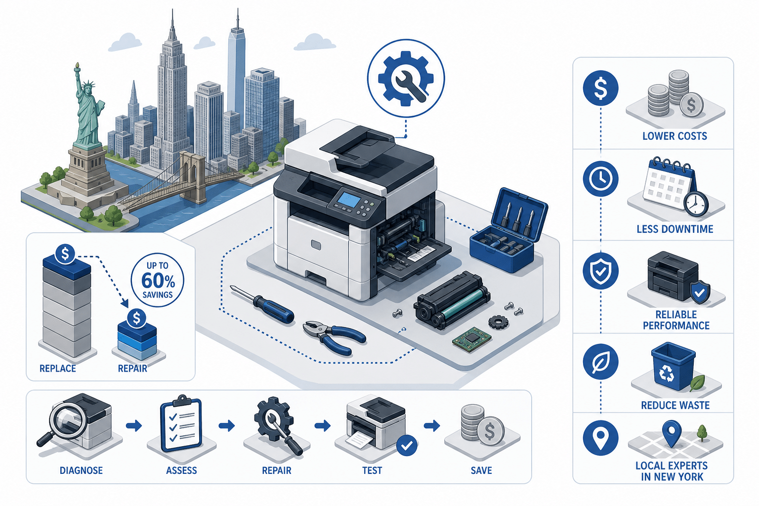 Cost-Effective HP OfficeJet Pro 6978 Repair in New York: Fix or Replace? 1 cost-effective printer repair data illustration